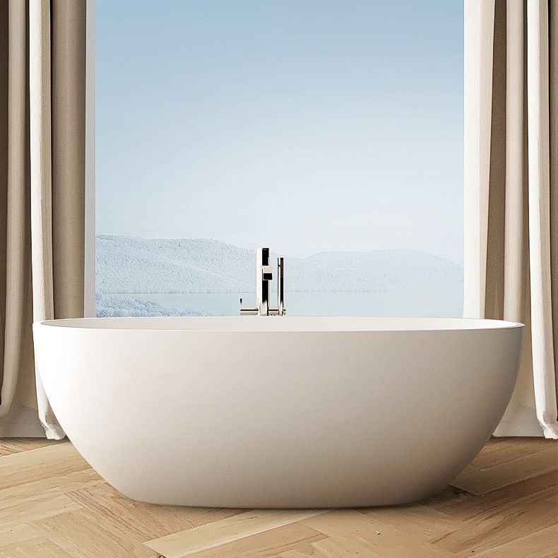 Modern Style Stone Bathtub White Detached Oval Bathtub for Bathroom