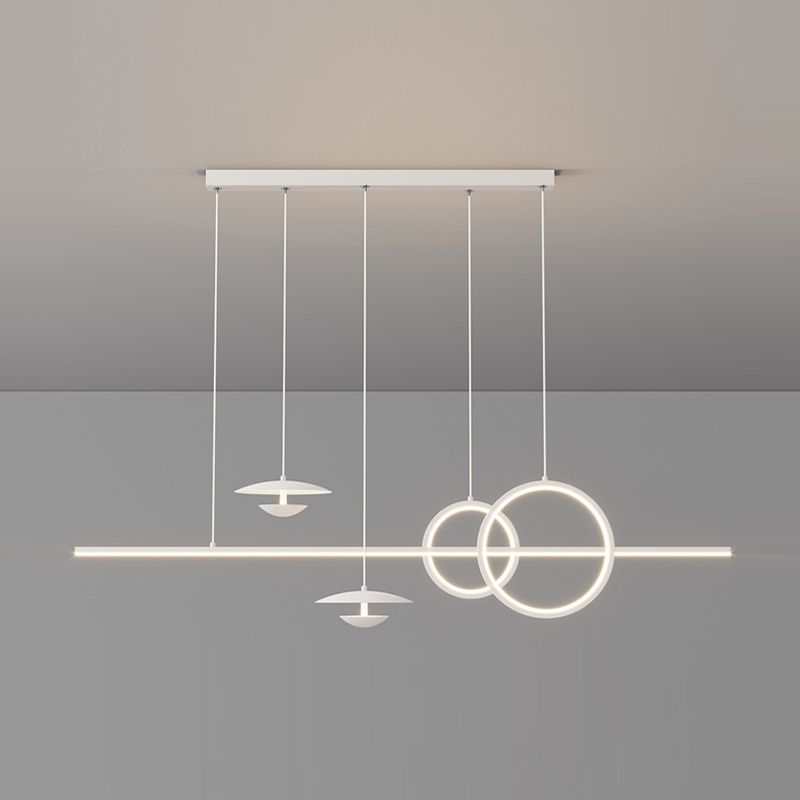 White 5-Light Modernism Ceiling Light LED Kitchen Island Lighting for Foyer