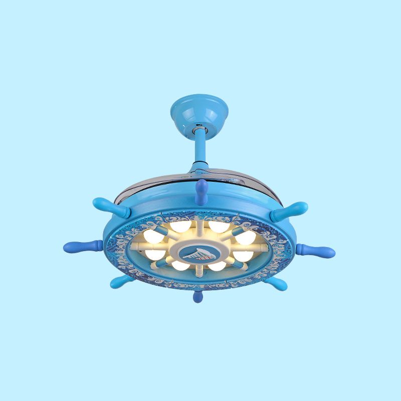Creative Kids Rudder Appeding Fan Freque Metal Boys Room LED LED Light in blu, 4 lame