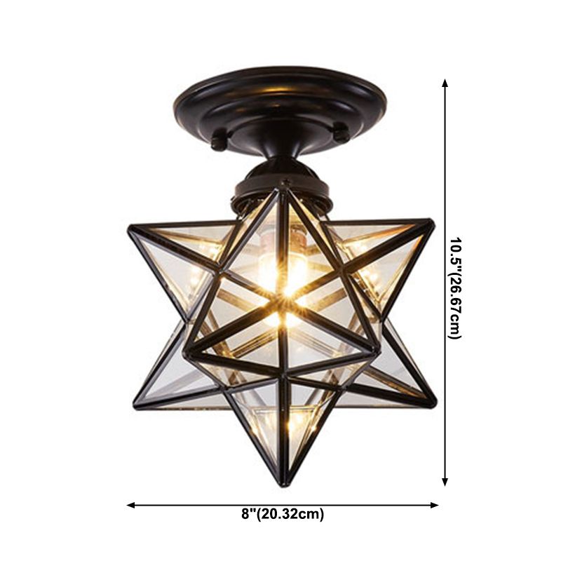 Colonical Creative Star - Lámpara de techo individual de cobre con pantalla de cristal
