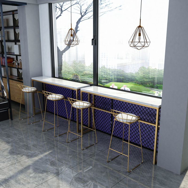 Faux Marble Bar Table Set Glam Style 1/3/5 Pieces Rectangle Counter Table