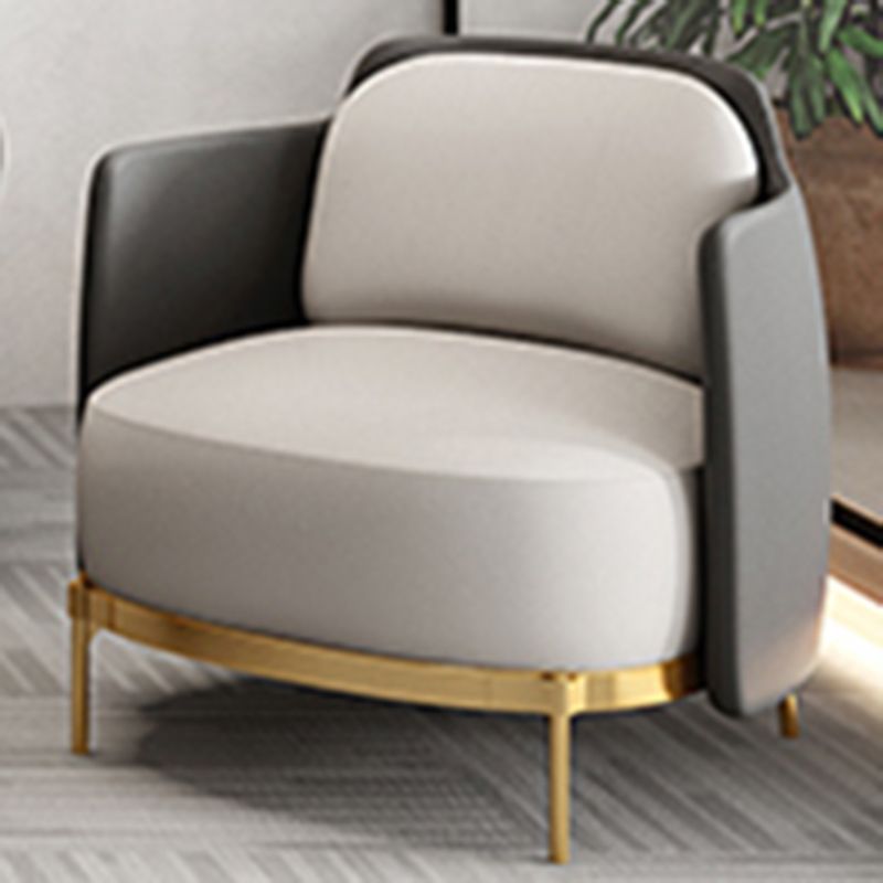 Contemporary Faux Leather Curved Sofa with Slopped Arm for Living Room