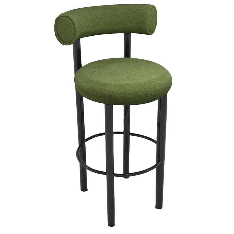 Contemporary Fabric Cushion Metal Barstool with 4 Legs in Matte Finish for Indoor