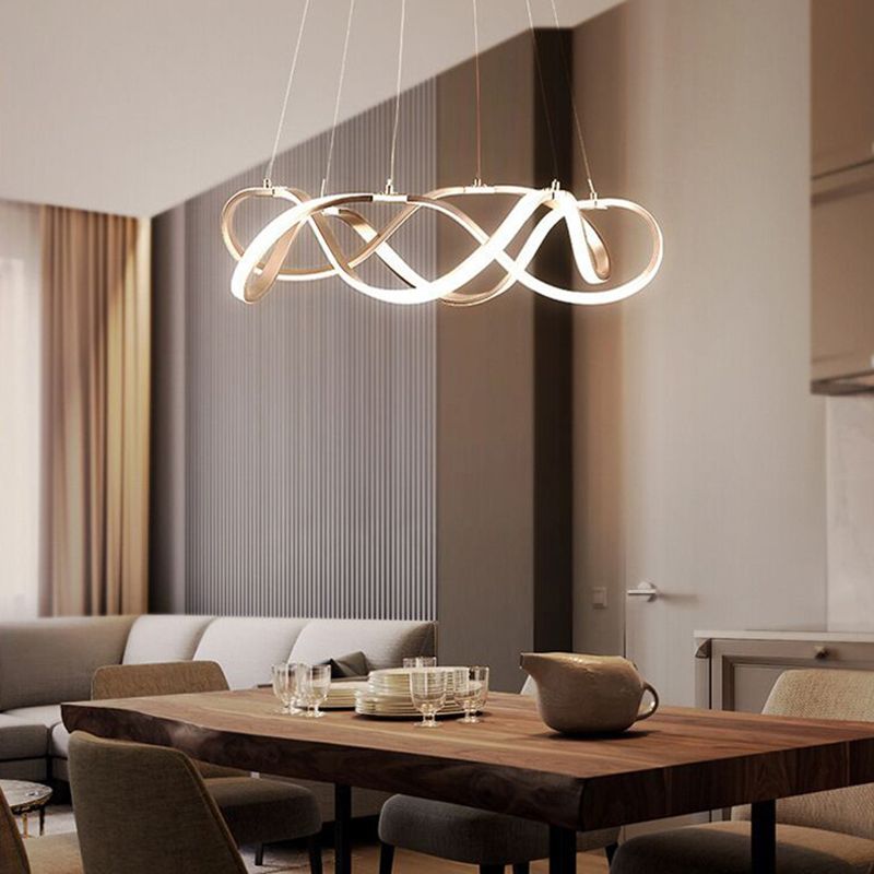 Twisted Metal Chandelier Pendant Light Simple Style LED Gold Suspension Pendant Light