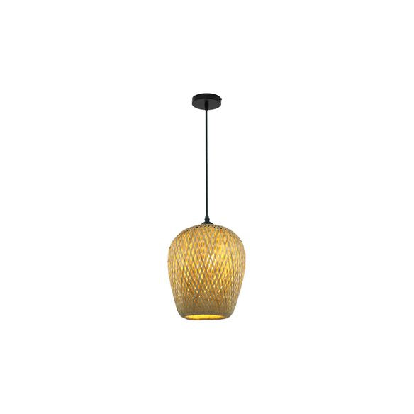 Handgewebte hängende leichte Landschaft Rattan 7 "/7,5" W 1 Glühbirne Beige Anhängerlampe mit Kuppelschatten für Esszimmer