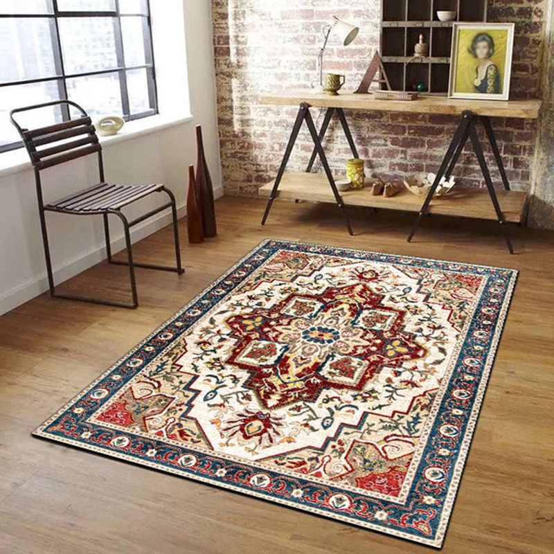 Moroccan Tribal Totem Rug Multicolor Polyester Carpet Stain Resistant Indoor Rug for Home Decoration