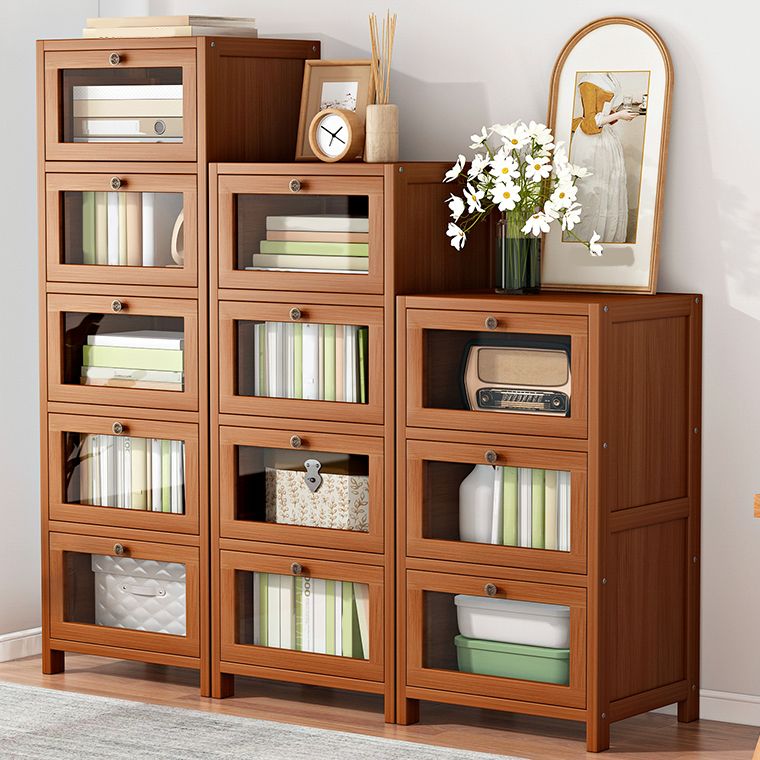 Mid-Century Modern 13.8"W Accent Chest Rectangle Side Cabinet in Brown