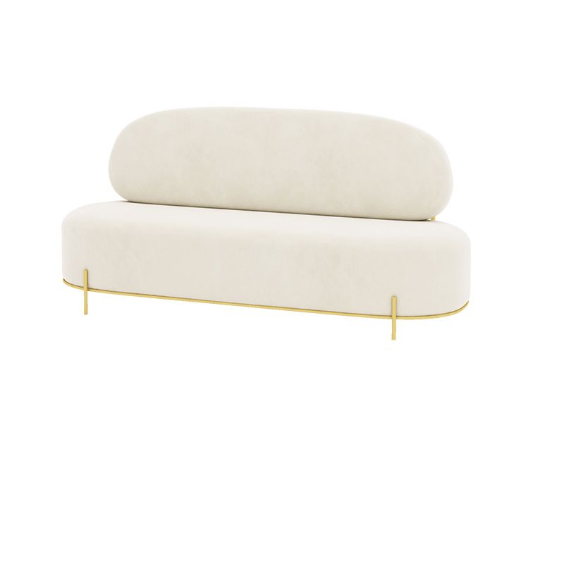 Contemporary White / Orange 31.5" H Velvet Armless Sofa for Living Room