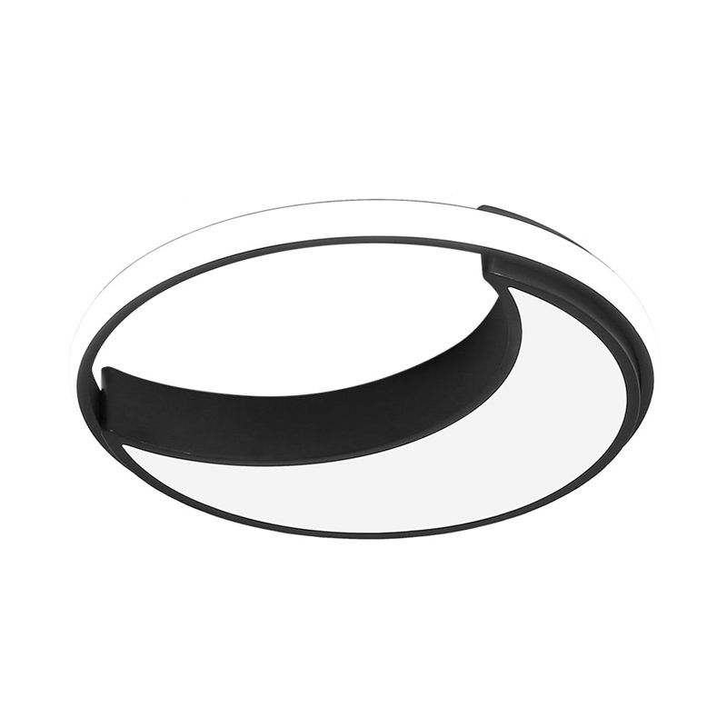 16.5"/19.5" Breite Mond Deckenleuchte Minimalistische Metall Schwarz/Weiß LED Unterputz Beleuchtung, warm/weiß/natürliches Licht