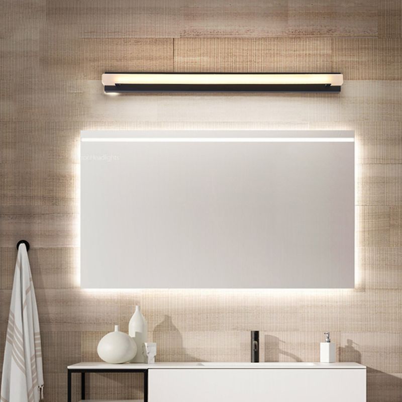 Stile moderno in metallo in metallo lineare 1 illuminazione a supporto della parete a specchio leggero in nero