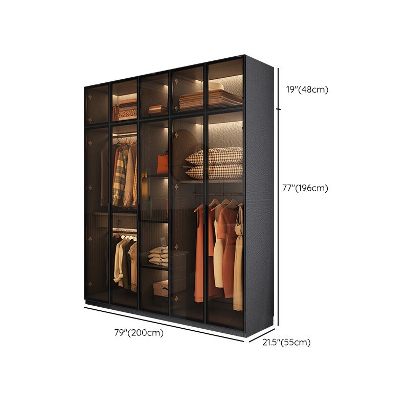 Modern Glass Wardrobe Cloth Rod Included Wardrobe Closet without Light