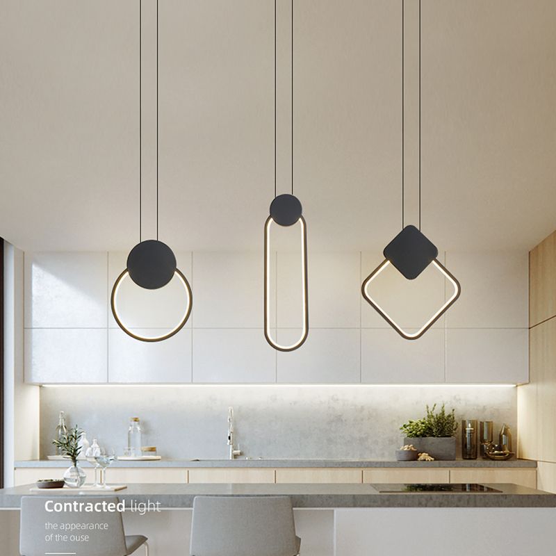 Minimalisme pendentif léger acrylique à 1 lumière LED vers le bas pour chambre à coucher