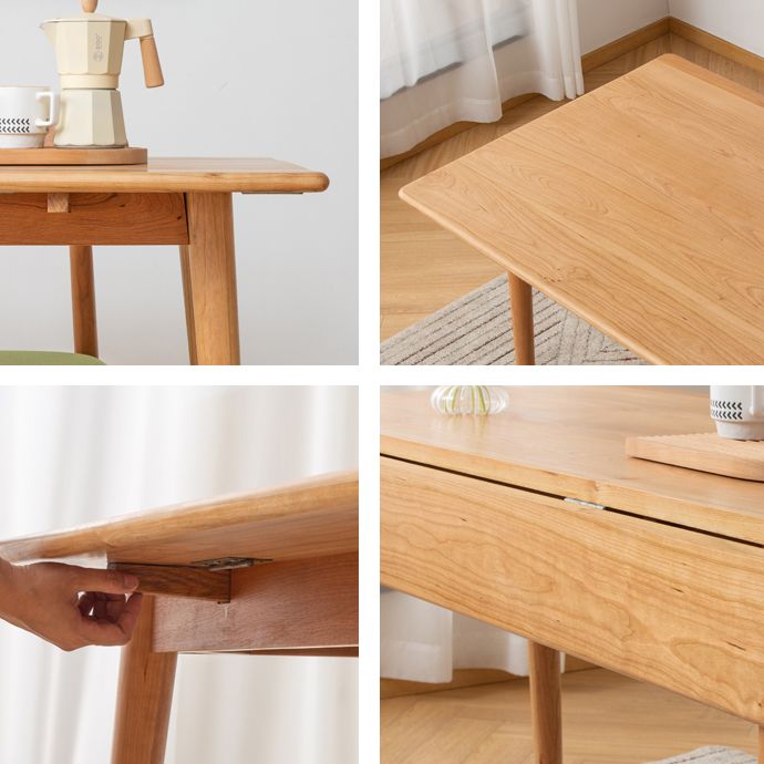 Mid-Century Modern Dining Table Rectangle Solid Wood Dining Table with 4 Legs