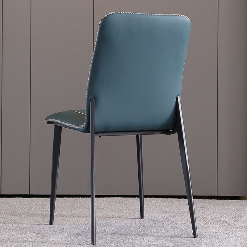 Industrial Armless Side Chairs Faux Leather Dining Chairs with Metal Legs