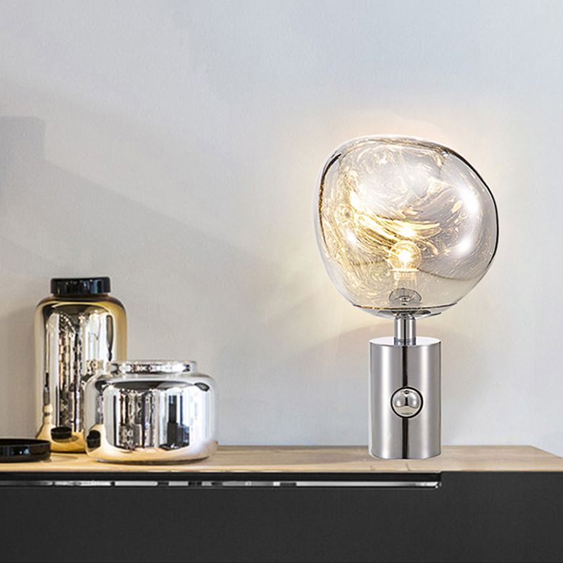 Accensione da tavolo fuso in stile modernista argento/vetro soffiato a mano 1 testa da soggiorno lampada da tavolo