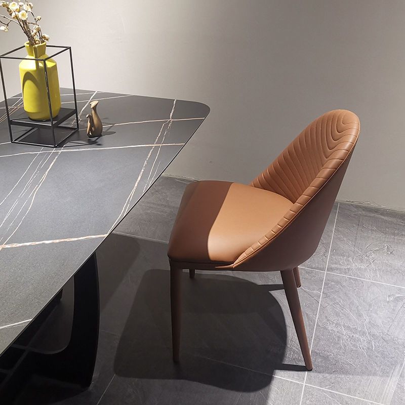 Contemporary Style Dining Chairs Armless Dining Chairs with Metal Legs for Kitchen