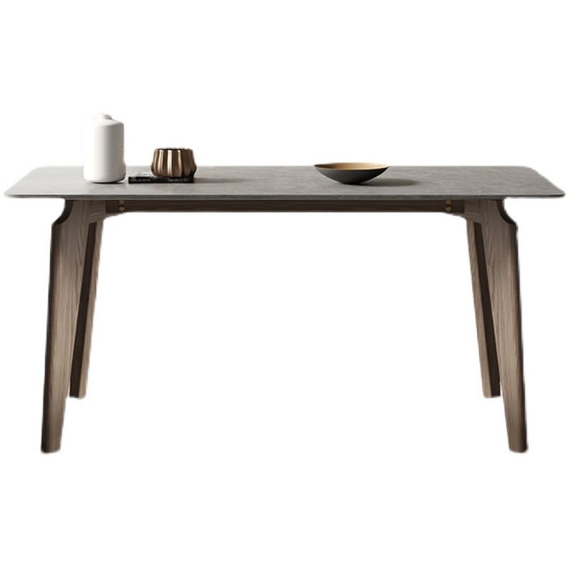 Modern Gray Stone Dining Table with Wooden Chairs 1/2/4/5/6 Pieces Dining Table Set
