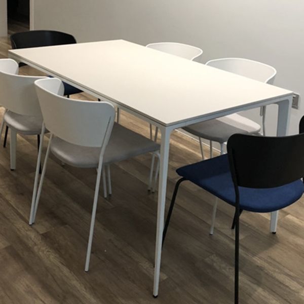 Rectangle Sintered Stone White Dining Table Simplicity 4 Legs Table for Dining Room