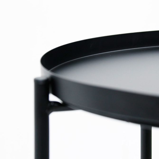 Mid-Century Metal Round Side Table Cross Legs Dia 17.72" End Table