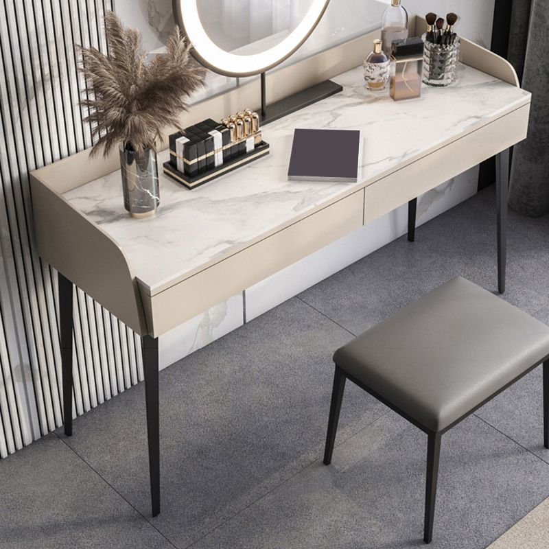 Contemporary Stone Top Vanity Set 2 Storage Drawers With Stool - 33.46" H