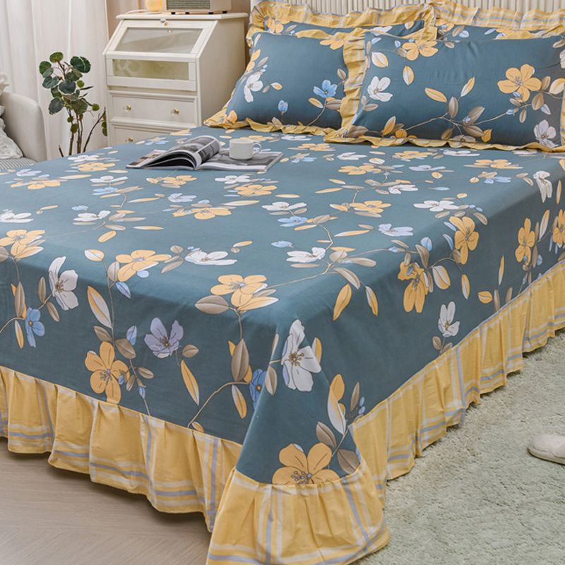 Sheets Cotton Floral Printed Breathable Ultra Soft Wrinkle Resistant Bed Sheet Set