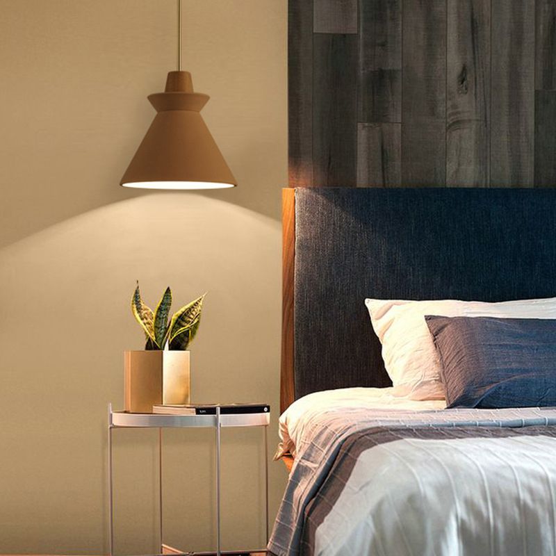 Cone Shaped Cement Hanging Ceiling Light Modern Style Hanging Light Kit for Bedroom