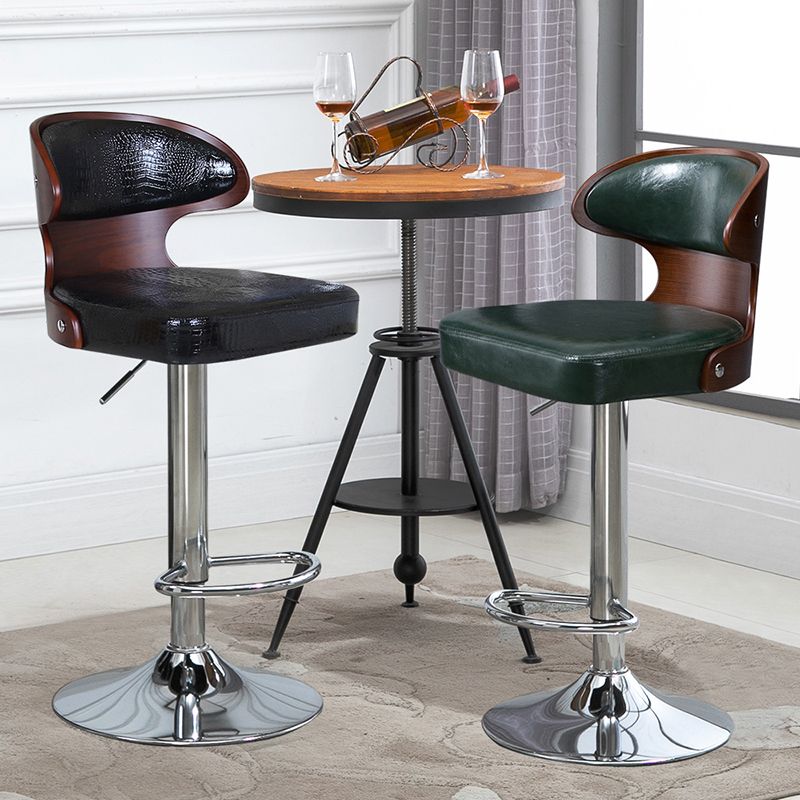 Modern Backrest Liftable Stool Steel Household Bar Stool with Cushion and Pedal