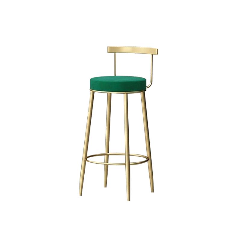 Glam Low Back Dining Stool Metal Armless Bar Stool with Cushion