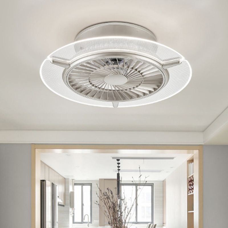 Gold/Silber -LED -Deckenlüfter Beleuchtung Modernismus Metall Rund/Sechseck Semi Flushmount für Wohnzimmer, 23,5 "breit