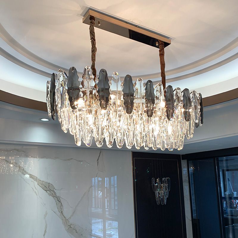 Luz de la isla de cristal sombreada lámpara de lámpara de lámpara de estilo moderno en transparente