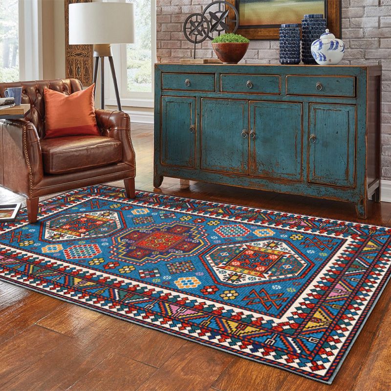 Boho Tribal Totem Teppich Multikolen Polyester Teppich Teppichfleck -Widerstand Teppich für die Heimdekoration