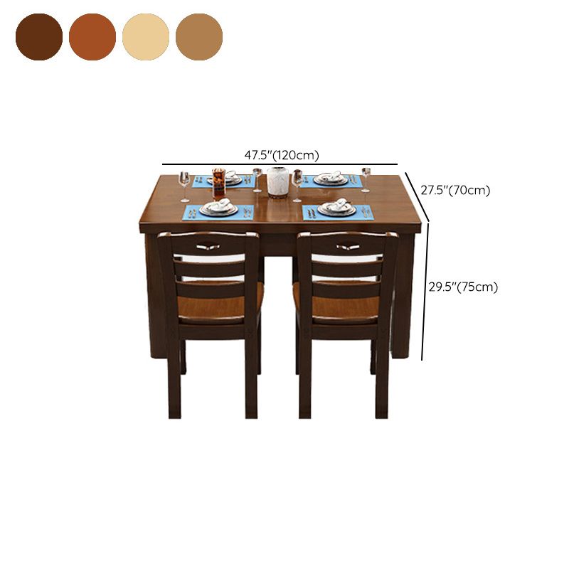 Wood Base Dining Table Contemporary Dinner Table with 4 Legs