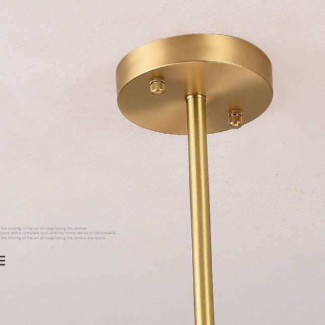 Mid-Century Gold Metal Island Pendant Lighting Spherical Glass Island Ceiling Light for Dining Table