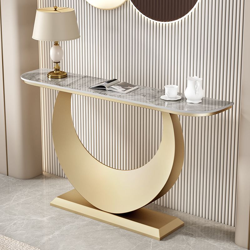 Stone Half Moon Accent Table Modern 31.5" Tall Console Table for Hall