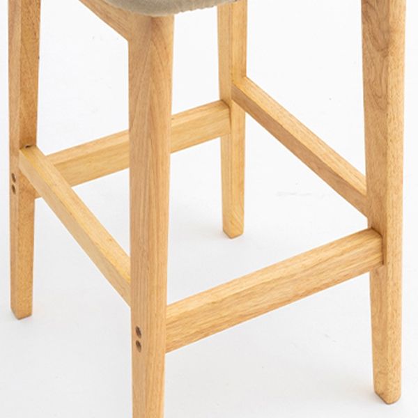 Milk Tea Shop Scandinavian Leather Stool Matte Finish Rubberwood Footrest Barstool