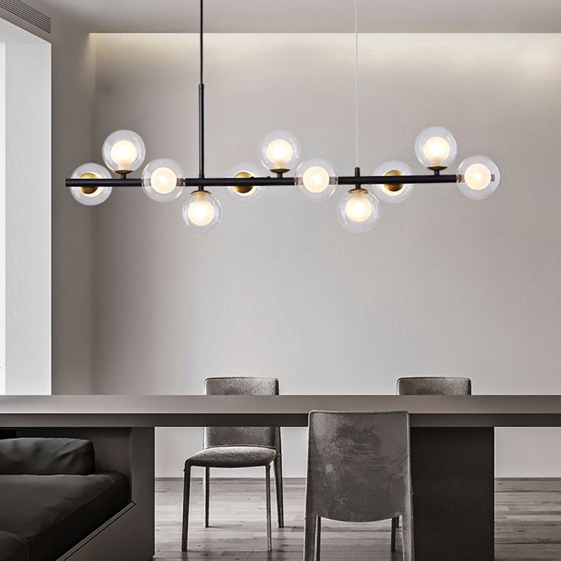 Modern Style Spherical Shape Island Lights Clear Glass Pendant Light Fixtures