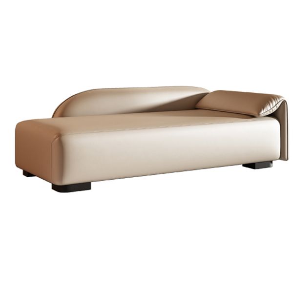 Scandinavian Upholstered Solid Color Genuine Leather One Armed Chaise