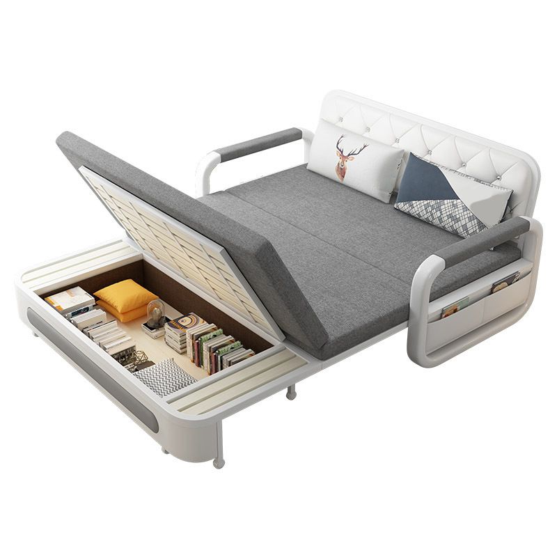 Contemporary 35.43"H Cotton Blend Square Arm Sofa Bed for Living Room