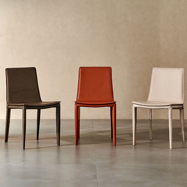 Contemporary Style Dining Chairs Armless Side Chairs with Metal Legs