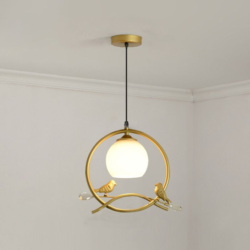 Sphère contemporaine luminaire luminaire 1 les lampes de montage à chasse d'eau légère avec oiseaux