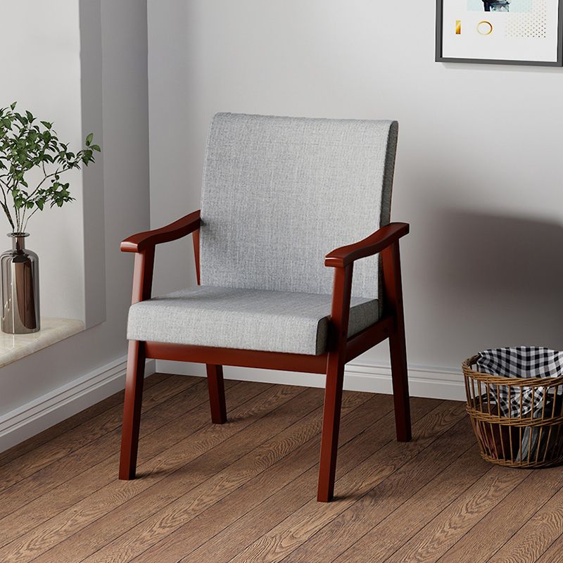 Mid-century Modern Rubberwood Solid Wood Frame Basic Four Leg Accent Armchair