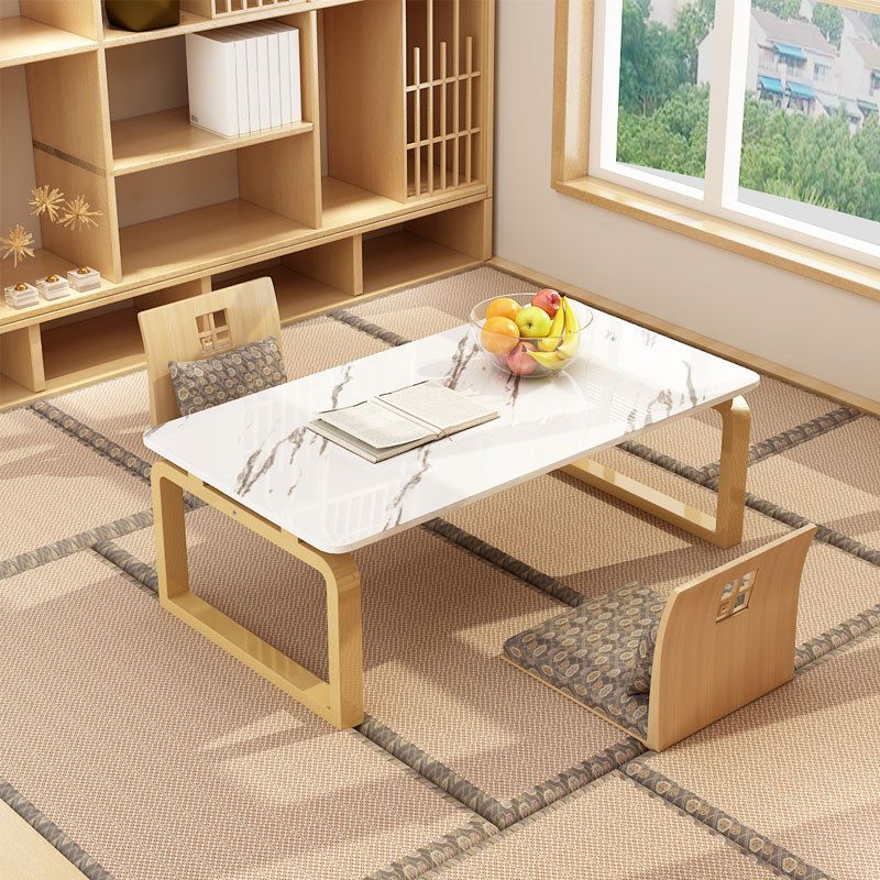 11.8"H Modern Sled Metal Base Square Top Coffee Table for Apartment