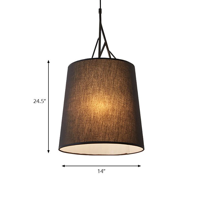 Tapered Suspension Pendant Modern Fabric LED Black/White Hanging Pendant Lamp for Living Room