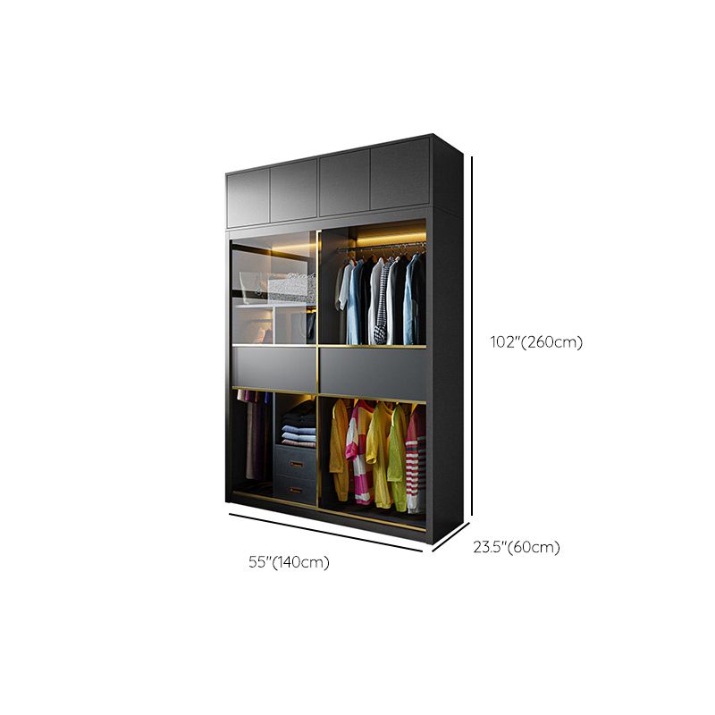 Modern Grey Storage Cabinet Mirrored Finish Cabinet with Glass Doors