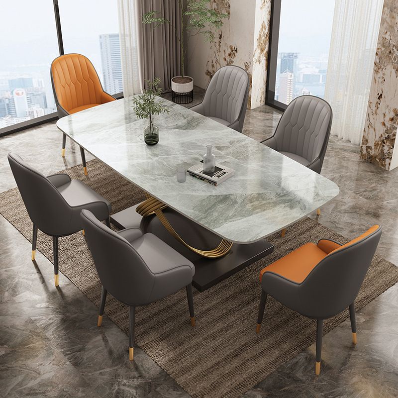 Industrial Style Sintered Stone Table Rectangle Table with Metal Legs for Home Use
