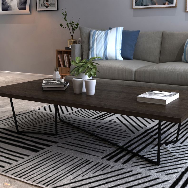 Dark Brown Solid Wood Coffee Table Abstract Coffee Cocktail Table