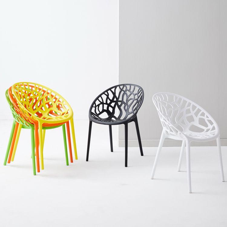 Scandinavian Plastic Dining Chair Cross Back Side Chair with 4 Legs for Home Use