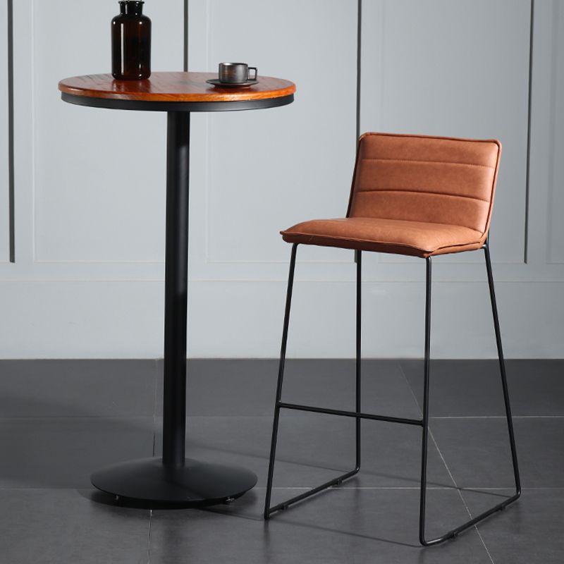 Contemporary Armless Upholstered Low Back Bar Stools with Metal Base