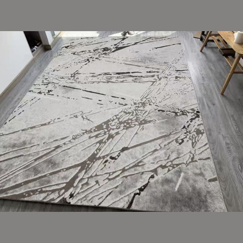 Grey Tone Eclectic Rug Polyester Carpet Mottled Effect Indoor Rug Non-Slip Backing for Living Room