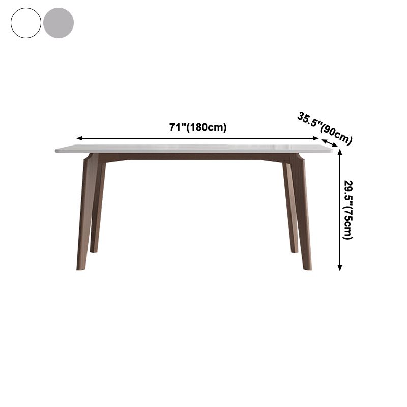 Sintered Stone Two-Color Dining Table Mid-Century Modern 4 Legs Table for Dining Room